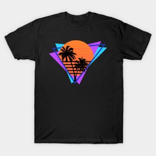 Retro 80s Tee Purple Blue Throwback Palm Tree Synthwave Tee T-Shirt